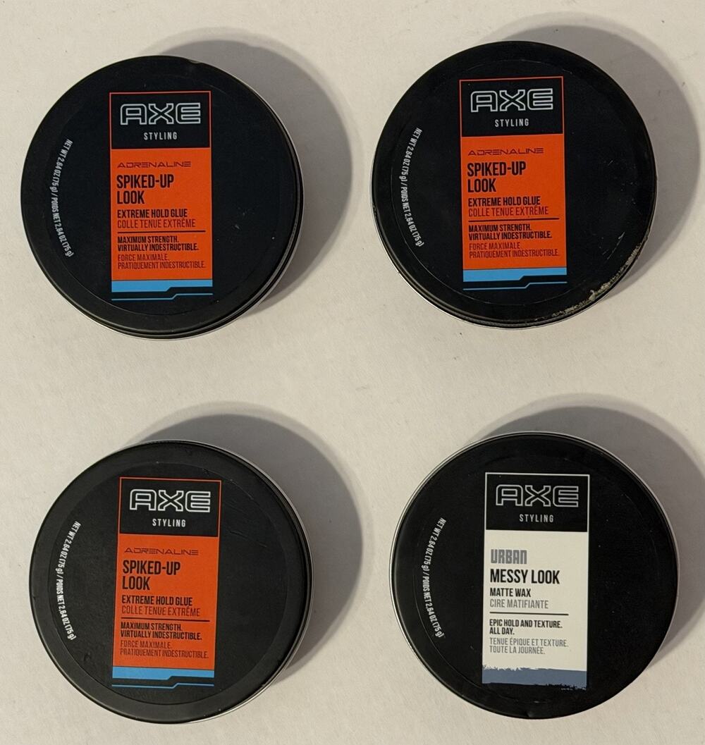 Lot 3 AXE Spiked-Up Look Styling Putty & 1 URBAN Messy Look Discontinued